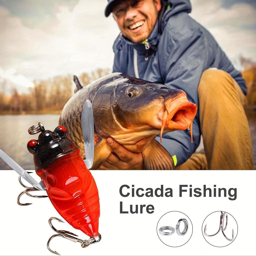 1PC Cicada Fishing Bait 2025 New 3d Holographic Eye Fishing Hard Bait Cicada Fishing Bait Biomimetic Cicada Shaped Fishing Bait