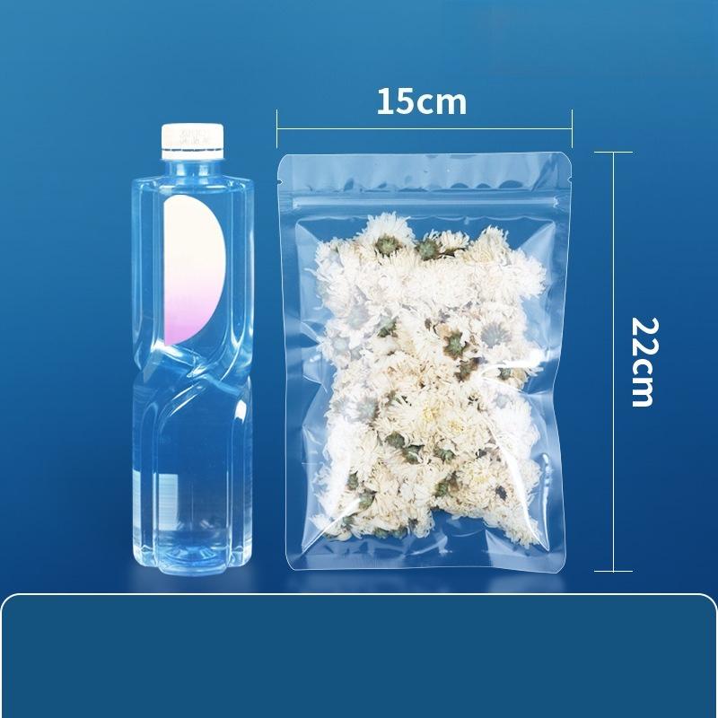 Double Layered 0.14mm Flat Bottom Seal Pocket Transparent Plastic Sealed Bag Suitable for Vegetable Dried Fruit Tea Leisure Fruit Packaging Storage