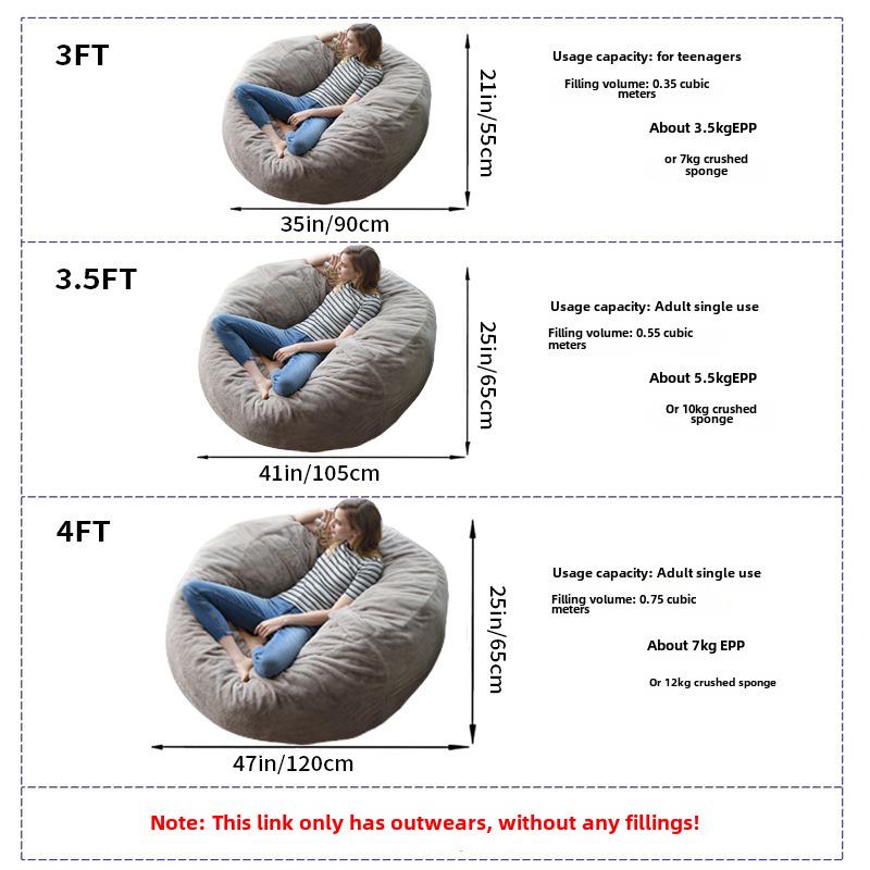 Extra Large Plush Bean Bag Chair Cover - No Filling Included