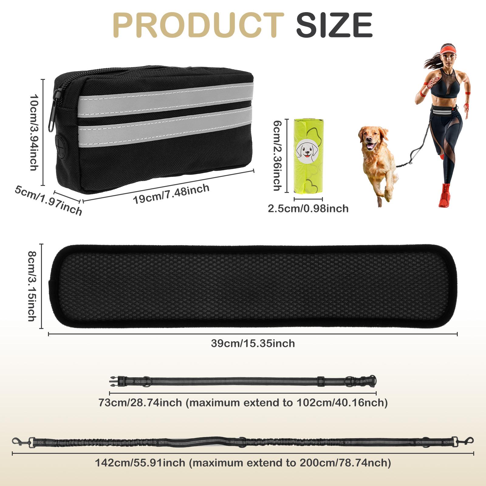

Hands Free Dog Leash Nylon Elastic Dog Running Leash with Waist Bag and 1 Roll Trash Bag eflective Waist Dog Leash Pet Supplies