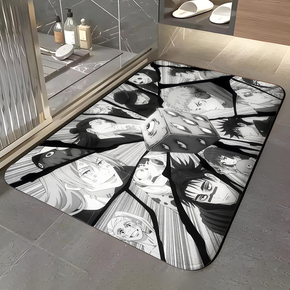 Anime J-Jujutsu Kaisen Floor Mat Soft Flannel Entrance Door Mat Non Slip Absorbent Bathroom Bedroom Floor Rug