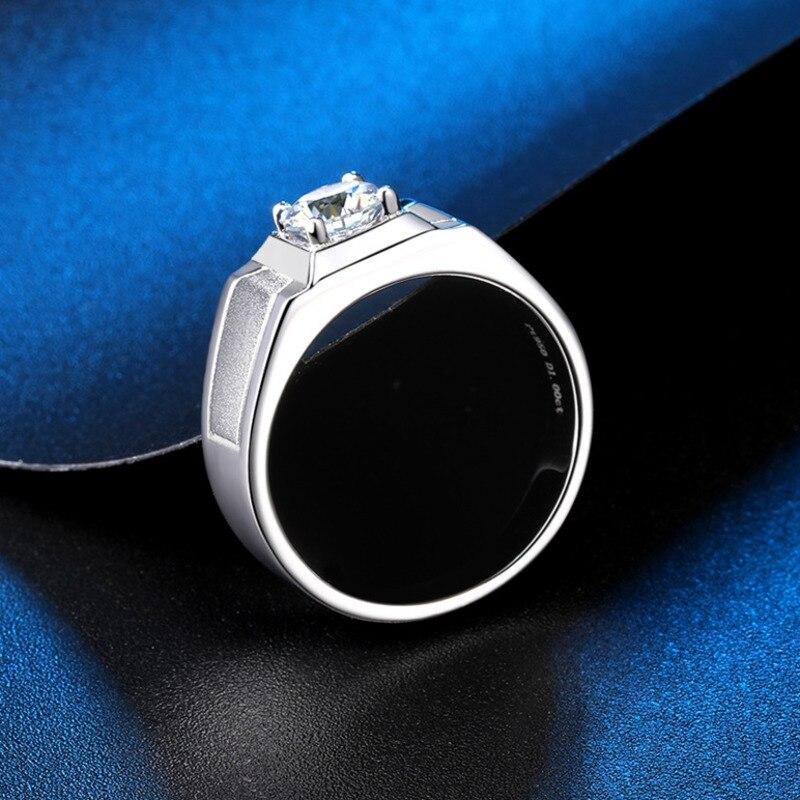 BagueRingen Men's 925 Sterling Silver Ring Imitation 1 Carat D-COLOR Moissanite Diamond Jewelry Luxury Rings Size7-12