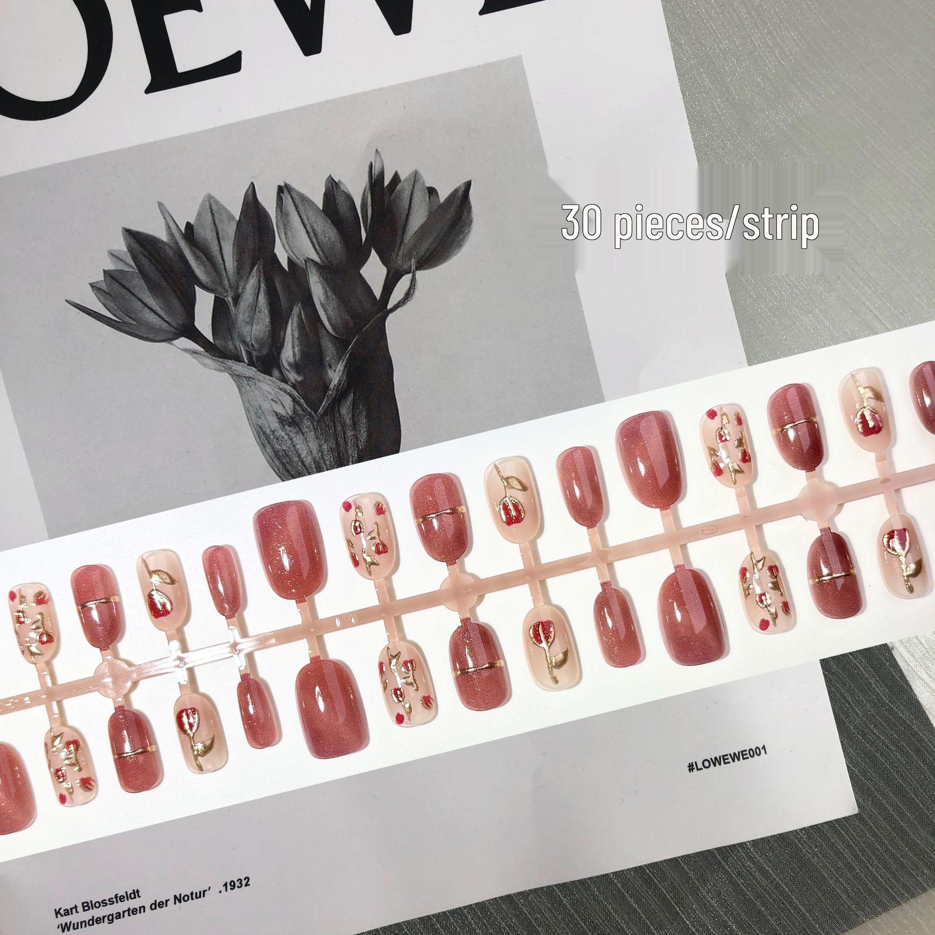 

Rose Hawthorn Red Glitter Nail Art Patches - Retro Chinese Style