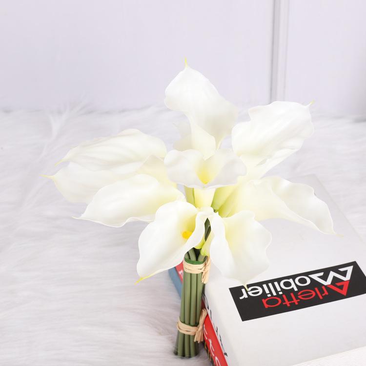 

Simulation 12 head handle bundle soft glue calla lily mini fake flower shooting prop calla lily simulation flower белый