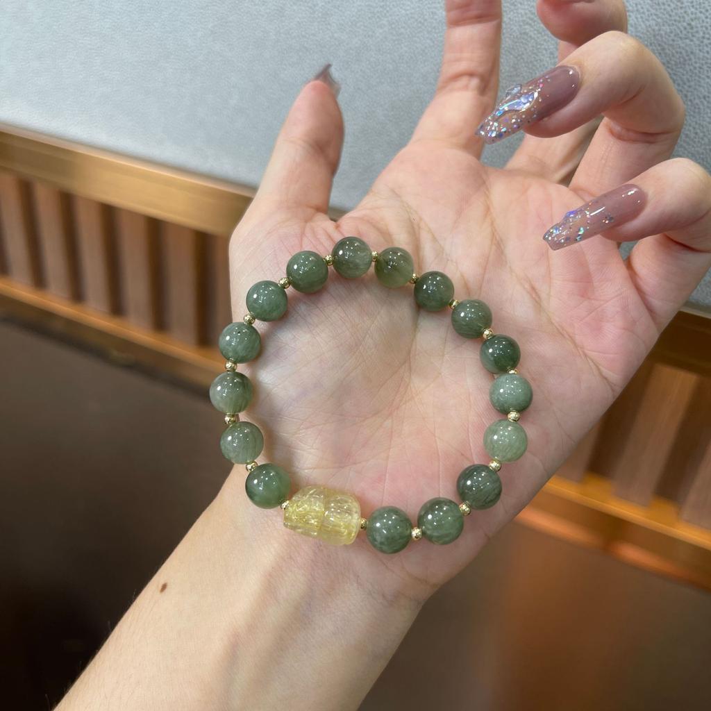 Golden Hair Crystal Pixiu Bracelet Girls Natural Crystal Green Hair Crystal Bracelet Shunfa Simple Niche Jewelry