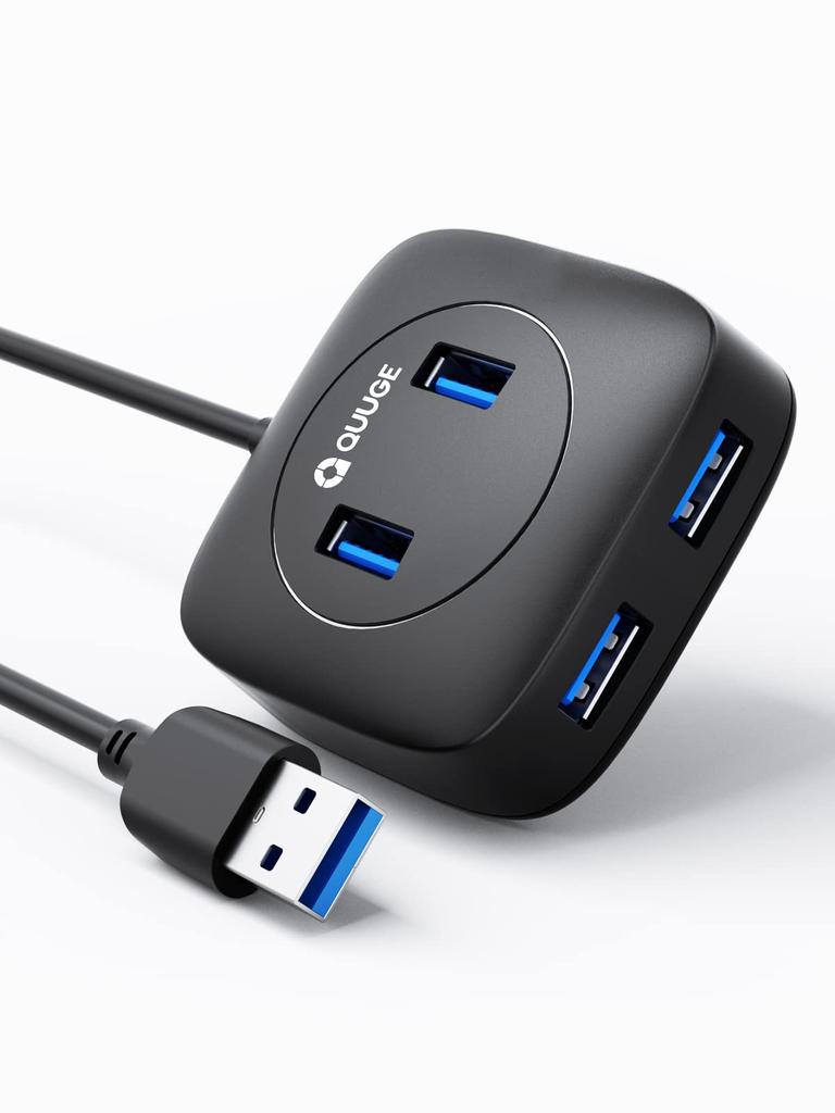 QUUGE USB USB Square 5Gbps 4 USB Expansion Top and Side Bus Compact and Compatible with Mac and Ideal for Telework and Working from 50cm Hub, 3.0