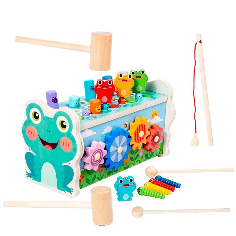 Magnetic Fishing Owl Cube New Montessori Toys Learning Educational Clock Hammer Game with Music Puzzle for Kids Gift