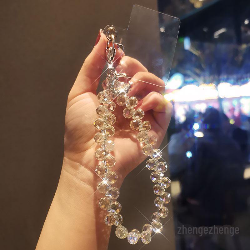 Elegant Women's Crystal Water Drop Beaded Phone Wrist Lanyard