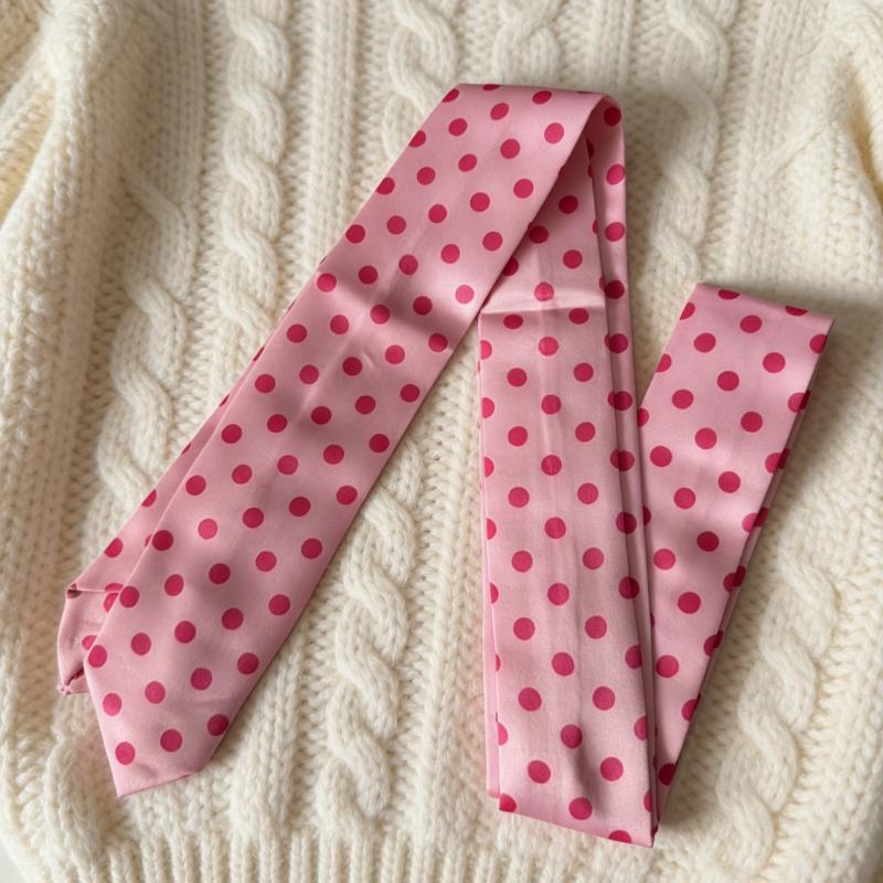 Women Silk Scarf Vintage Elegant Striped Double Sided Print Neck Wrap for Professional Occasions
