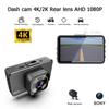 HD 2K 4K 3Inch IPS Dash Cam Car DVR G-sensor Front Rear Wide Angle Night Vision Black Box Vehicle Accessories Video Recorder