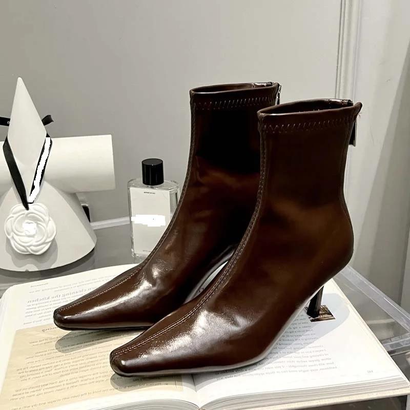 Fashion Eilyken High Quality Soft PU Leather Ankle Boots Women Street Style Pointed Toe Thin Low Heels Shoes Short Botines