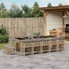 15 piece outdoor dining set with cushions beige mixed poly rattan