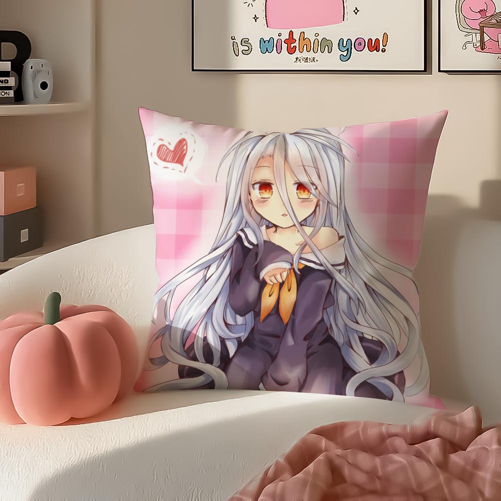 Anime NNo Game No Life Anime Cushion Cover Pillowcase Short Plush Invisible zipper Room Sofa Cushion Cover