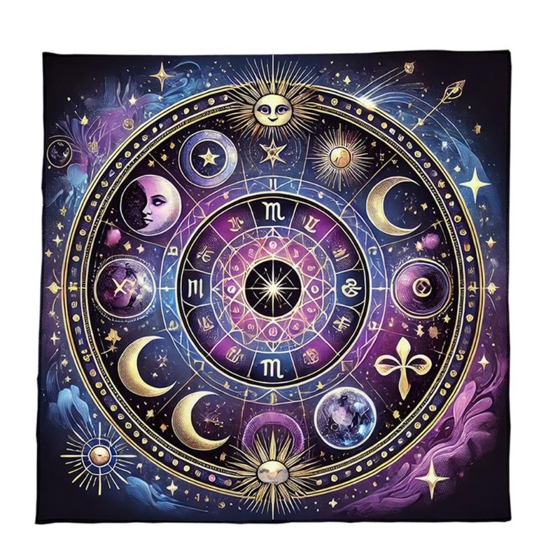 Sun Moon Pattern Astrology Tablecloth Altars Cloth Square Divinations Card Table Cloth Witchcrafts Deck Cloth