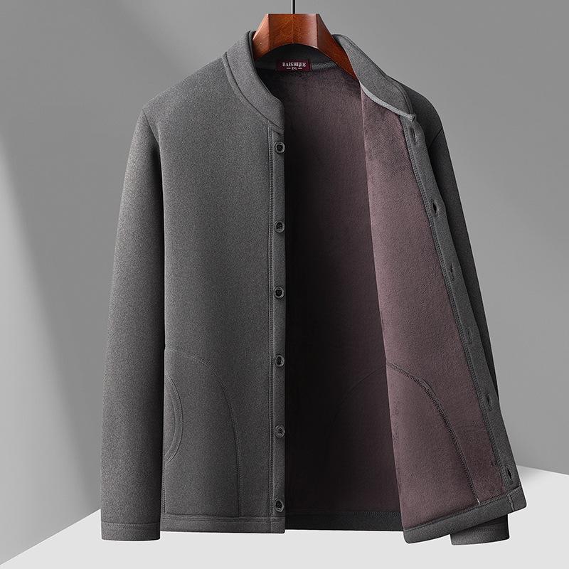 Men's Plus Velvet Cardigan: Warm, Loose-Fit Jacket for Middle-Aged and Elderly Dads