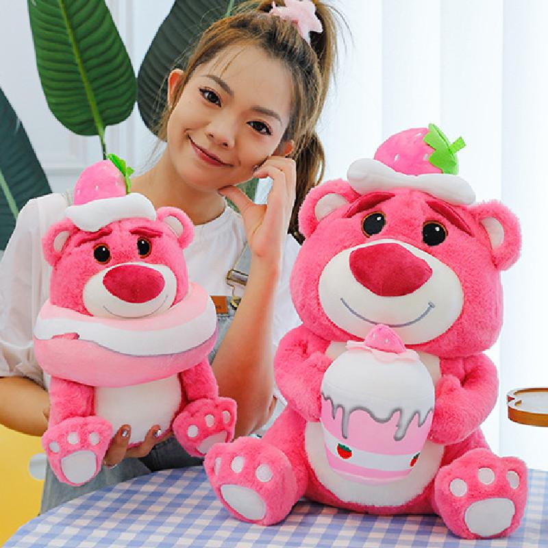 Entzückender Plüsch-Erdbeerbär Dessert-Spielzeug Niedlicher Donut-Kuchen Kuscheltier Puppe