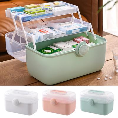 Medicine Storage Box Pill Organizer 3-Layer Design Large Capacity Transparent Lid Portable