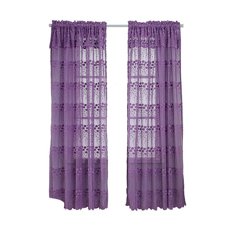 Lace Woven Window Screen Finished Curtain Window Screen Beige Purple Window Curtain