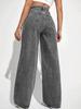 Women's Casual Fashion High Waist Straight Floor-length Jeans