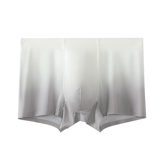 Men Boxer Underwear Breathable Ice Silk U Convex Design Gradient Color Shorts Underwear Seamless Panties Daily Wear