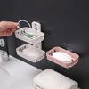 Non-punching Soap Box, Bathroom Draining Wall-mounted Soap Box, Bathroom Storage Rack, Suction Cup, Double-layer Soap Rack