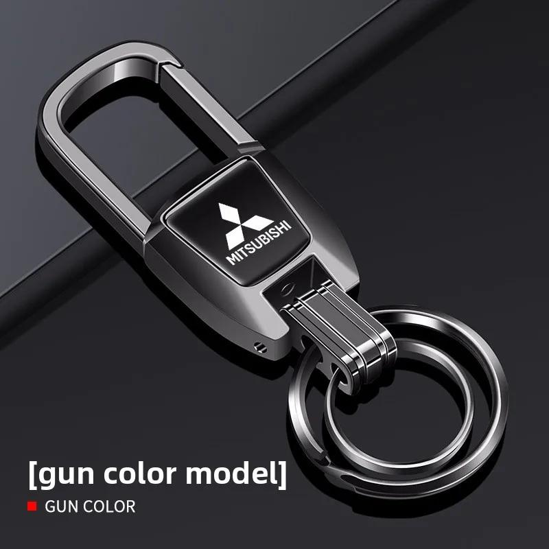

Metal Double-Ring Keychain: Alloy Car Keychain Specifically Designed for Mitsubishi Ralliart, ASX, Lancer, Cordia, Pajero, Outl серебряный