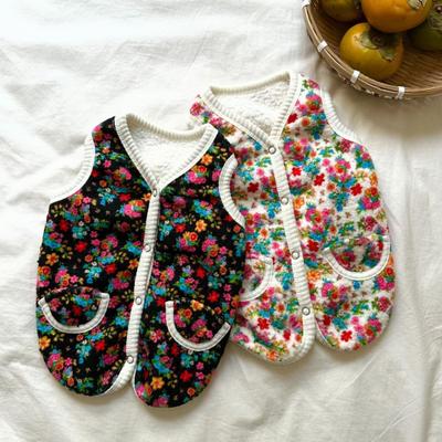 Colorful Floral Dog Vest Sleeveless Pet Shirt Small Dogs Cardigan Warm Winter Poodle Outfit for Small Medium Breeds Bichon Frise Cats