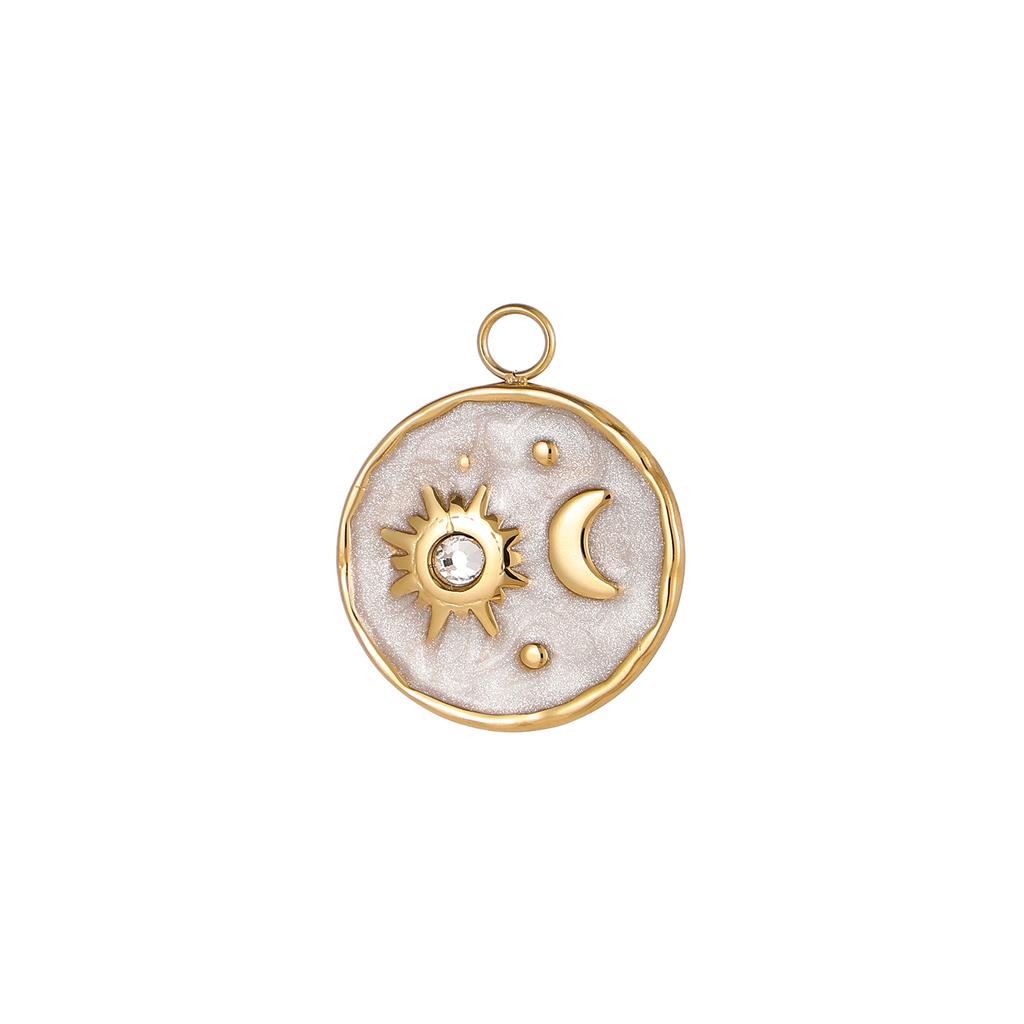 Colorful 18K Gold Plated Oil Drop Stainless Steel Charms Enamel Sun Flower Moon Pendants For Necklace Jewelry Making