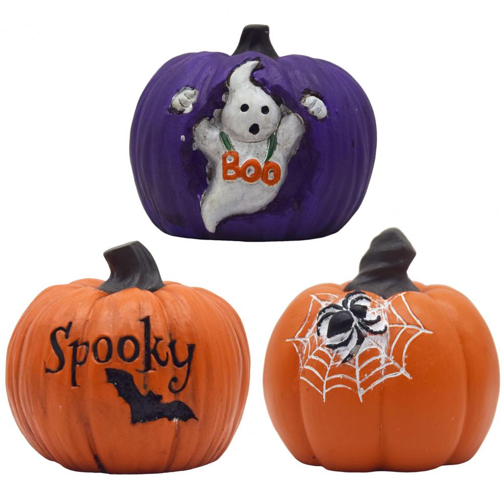 Resin Pumpkin Decoration Spooky Halloween Pumpkin Figurine Cute Farmhouse Decoration for Home Mantel Front Door