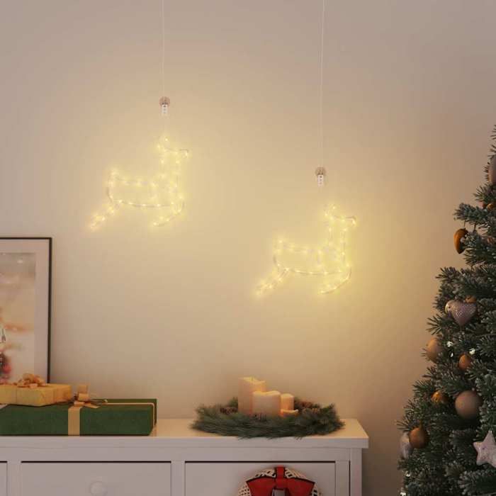 VidaXL Lumières de Noël silhouette de renne 2 pcs 35 LED blanc chaud 4019594