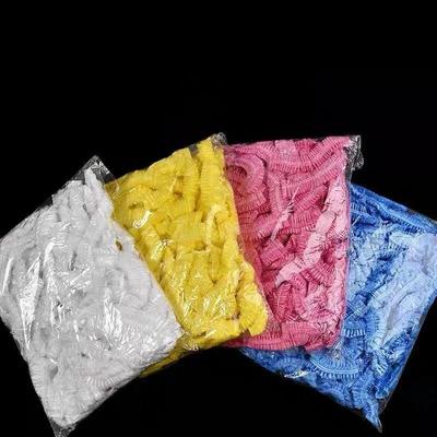 100 teile/satz Einweg-Duschhaube aus Kunststoff für Frauen, wasserdicht, rosa, für Spa-Salon, Hotel, Haarfärbemittel, elastische Duschhaube, Badezimmer