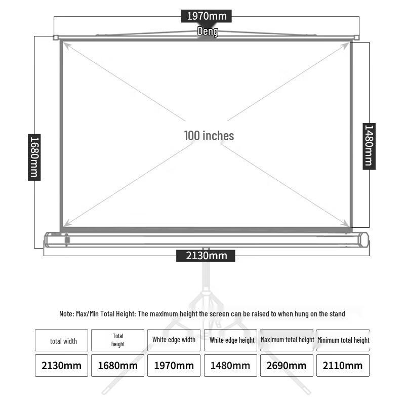 Deli 100-inch 4:3 Projector Screen with Stand
