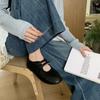 Korean version of round head 2025 autumn light mouth single shoes Velcro fashion versatile soft flat silver Mary Jane shoes ballet shoes