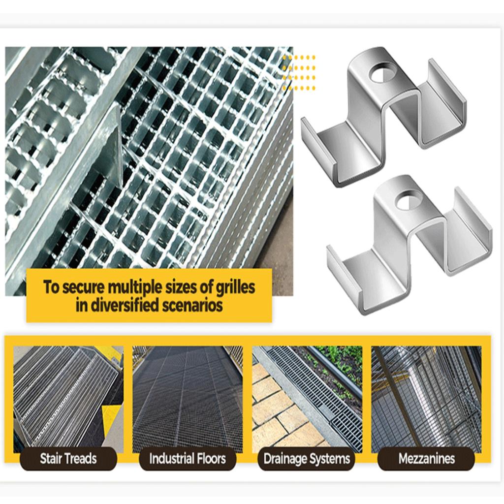 Galvanized Grating Saddle Clamps, Grating Clamp Fixing Sets, Fasteners For Industrial Floor Drainage Systems