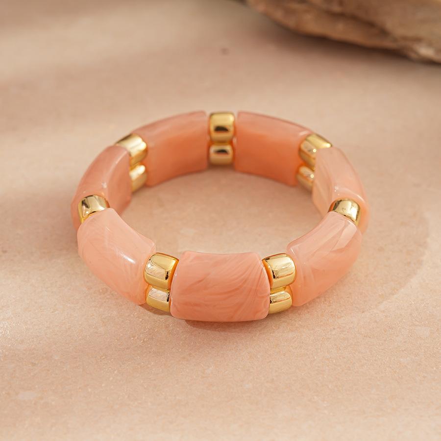 Irregular Pink Acrylic Openning Bangles for Women Personality Sweet Smudging Cuff Bracelet Smooth Resin Wristband