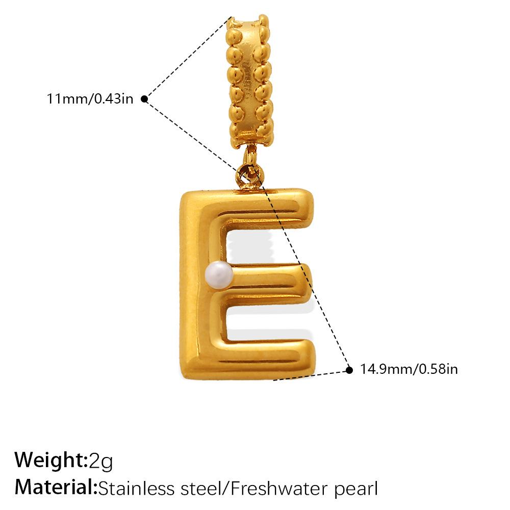 Fashion Personalized Bubble Three-Dimensional 26 English Pearl Letter Pendant Stainless Steel Gold-Plated Diy Accessories