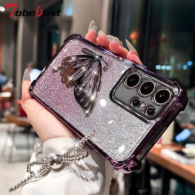 Husă Brățară Laser Fluture Placată Antishock pentru Samsung Galaxy A17 A07 A16 A26 A36 A56 A06 A15 A25 A35 A55 A14 A24 A34 A54