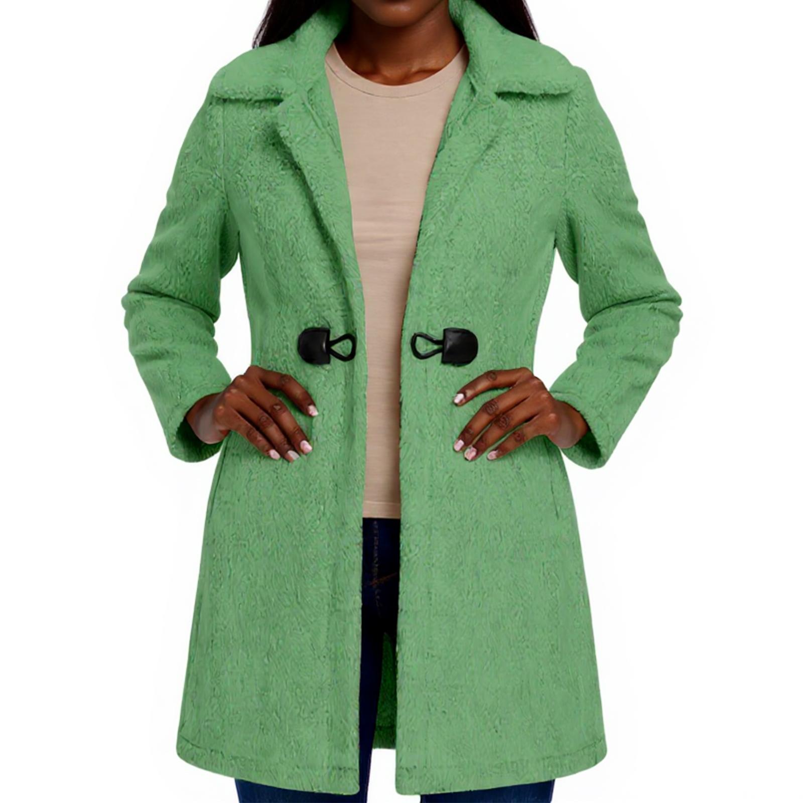 

Женская удобная повседневная и модная куртка-пальто с V-образным вырезом однотонная теплая XL