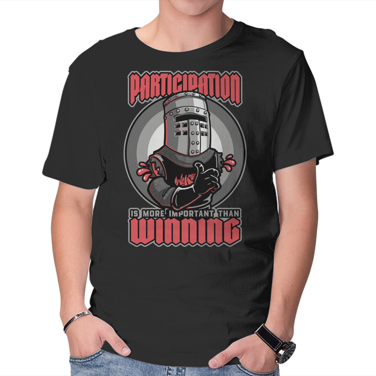 Unisex Crew Neck T-Shirt Black Knight Fun Win Graphic Short Sleeve Casual Tee XXXL