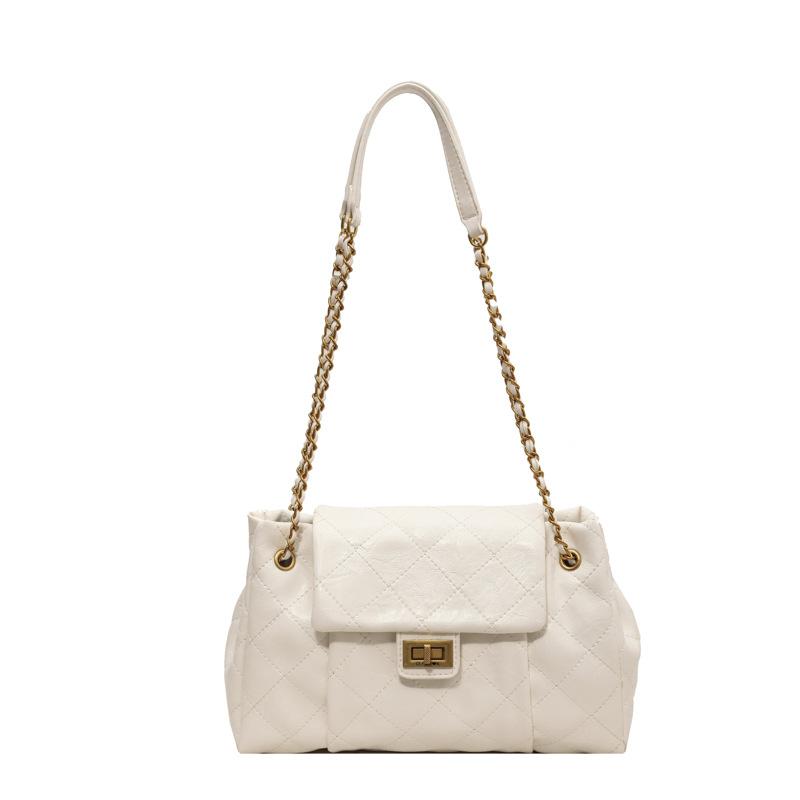 Fashion shoulder bag women's casual retro large-capacity shoulder messenger bag diamond embroidery thread chain bag