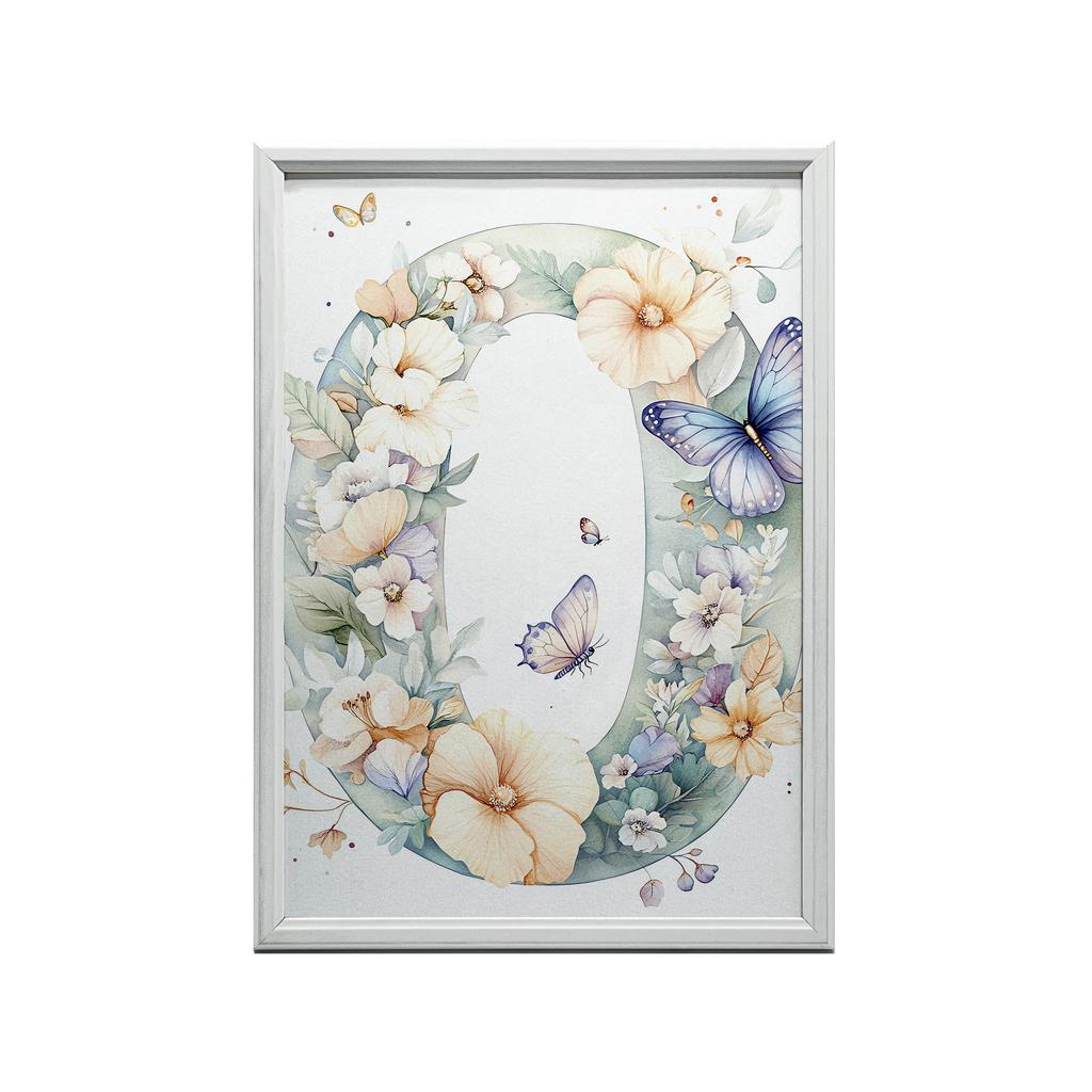 Poster Joyful "O" In a Flower Wreath Poster Joyful "O" In a Flower Wreath, 30X40 Cm, Dark Brown Wooden Frame, 230 Gsm Matte Paper
