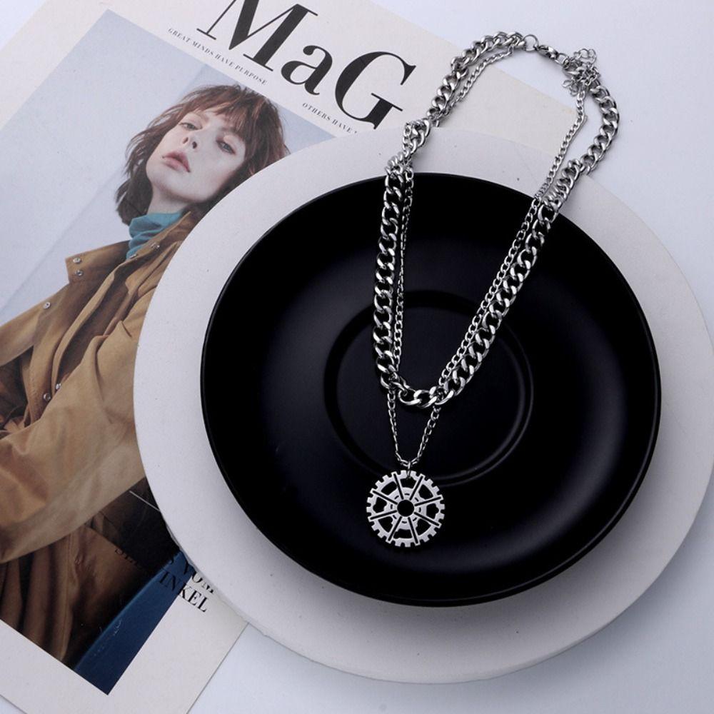 

Unique Hip Hop Gear Wheel Pendant Men Sweater Chain Titanium Steel Jewelry Steampunk Necklace