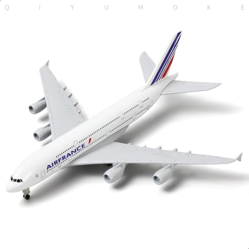 QIYUMOKE A380 France 1/300 Diecast Metal Airplane Model - A380 Sky Jumbo A380 Model Airplane with Stand (7.5" Long) for Aviation Enthusiast Gift or Di