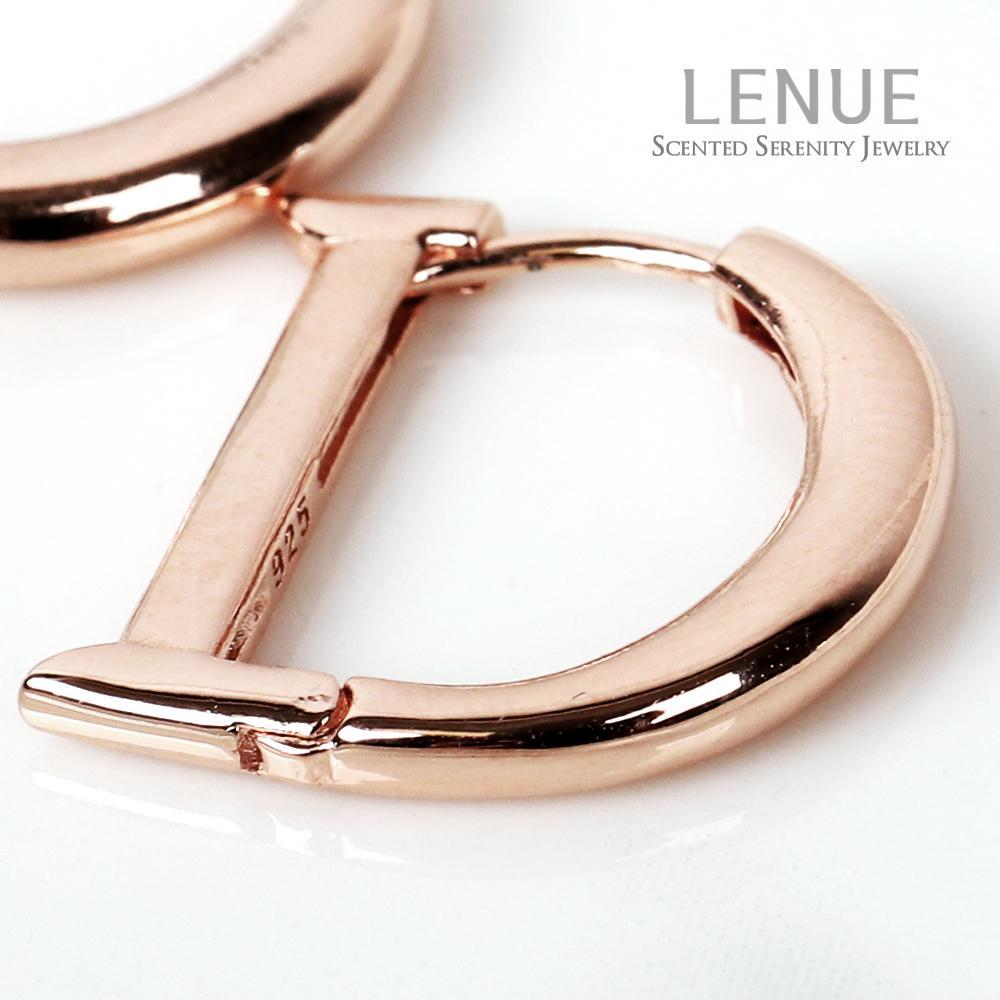 Lenue Initial D One-Touch Earrings / 925 Silver Alphabet D D-Day Gift for Girlfriend
