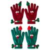 Holiday Theme Santa Hat Gloves with Finger Leak Screen Touch Festival Handwear Lovely Christmas Knitwear for Daily Use