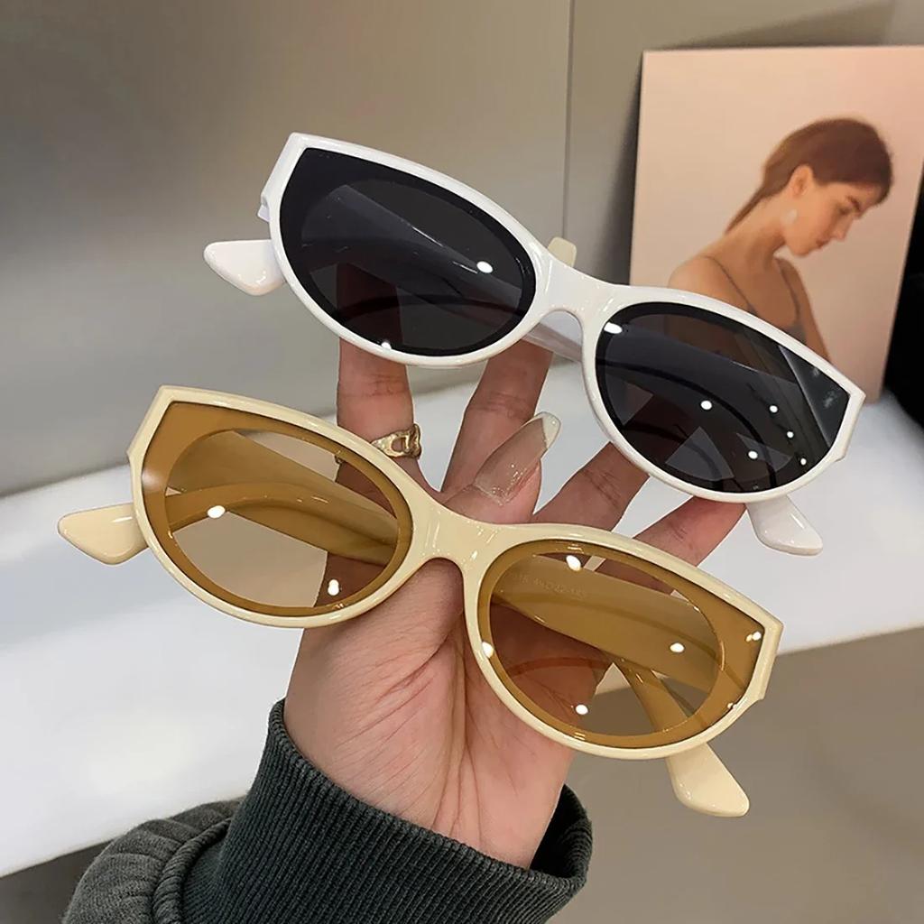 New Oval Cat Eye Sunglasses Personalized Vintage Fashion Trendy Female Shades Popular Brand Designer Eyewear For Ladies