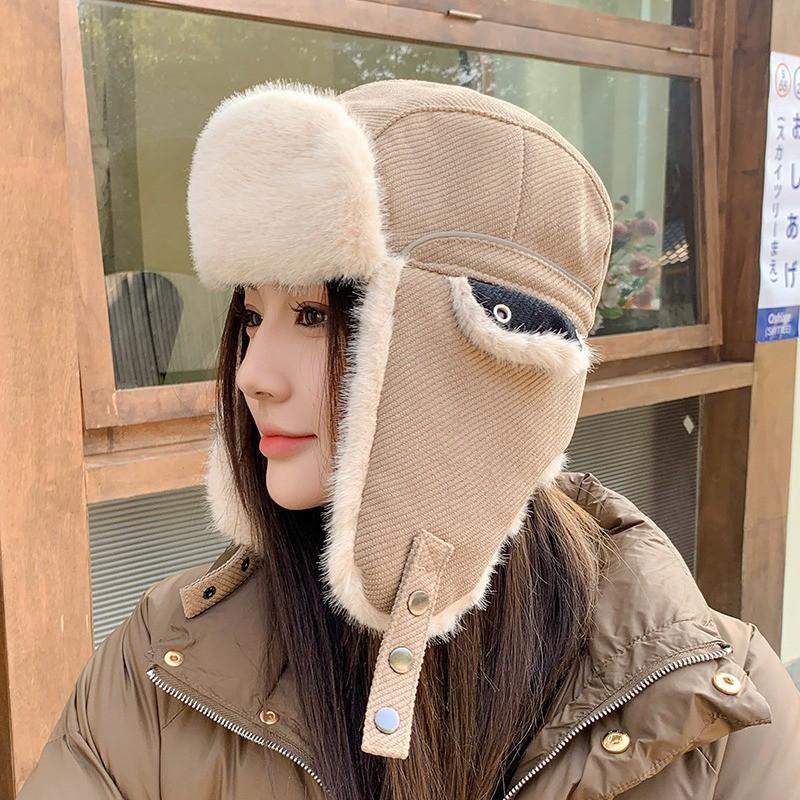 Winter Warm Fleece Lined Cotton Beanie Hat Men Women - Windproof Ear Protection Outdoor Cycling Cap