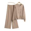 Plus Size Women's New Autumn Knit Sweater Wide Leg Pants Fashion Simple Temperament Two Piece Suit