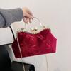 New Velvet Women's  Clip  Portable Shoulder Crossbody Cheongsam  Literary and National Stylebag