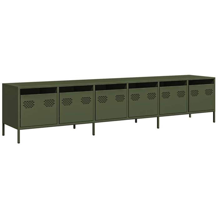 VidaXL TV Cabinet Olive Green 202x39x43.5 Cm Cold-rolled Steel, TV Bench, Metal Furniture, Multimedia Furniture, TV Buffet, 3307153